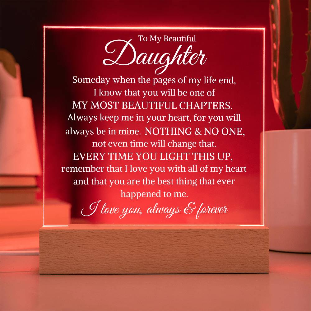 Gift for Daughter "Love You Always and Forever" | Acrylic LED Light Plaque