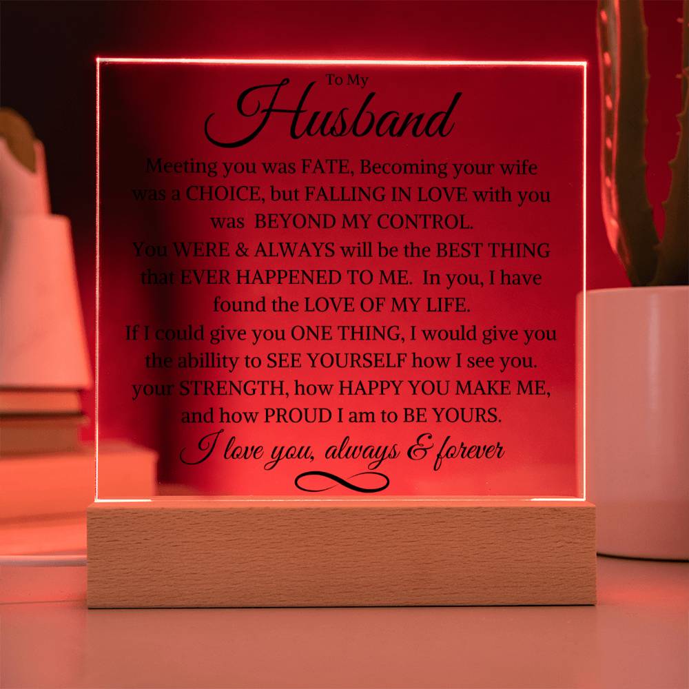 Husband "Beyond My Control" | Square LED Acrylic Night LIght - Shoptopia Jewelry