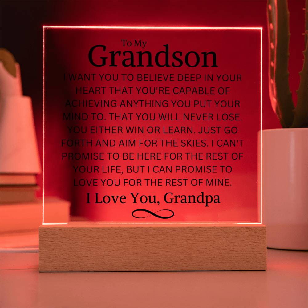 Grandson Love Grandpa "You Never Lose" | Acrylic LED Night Light