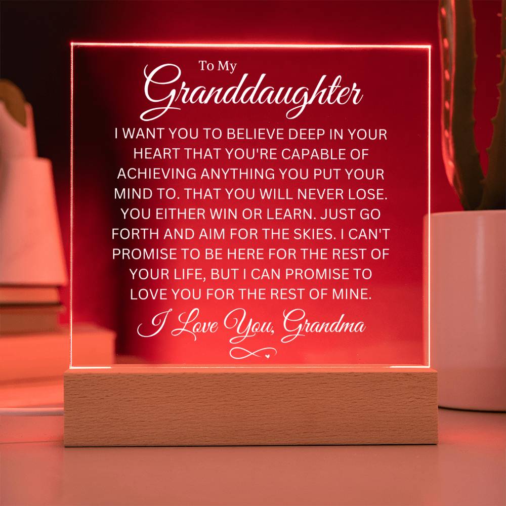 Granddaughter Love Grandma "You Never Lose" | Acrylic LED Night Light