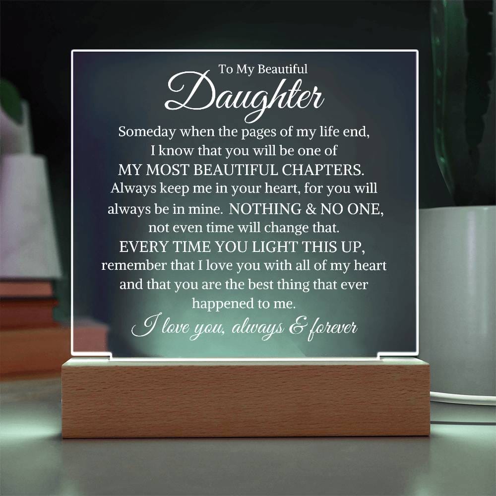 Gift for Daughter "Love You Always and Forever" | Acrylic LED Light Plaque