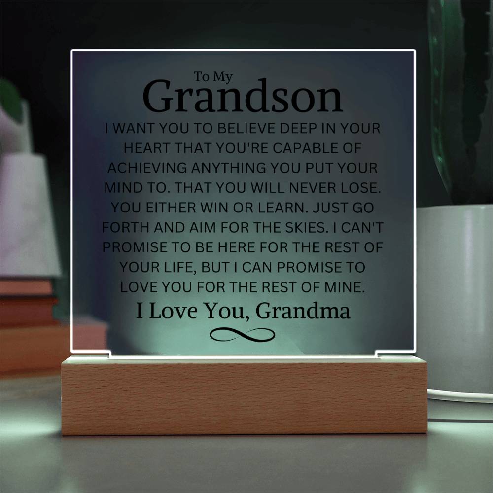 Grandson Love Grandma "You Never Lose" | Acrylic LED Night Light