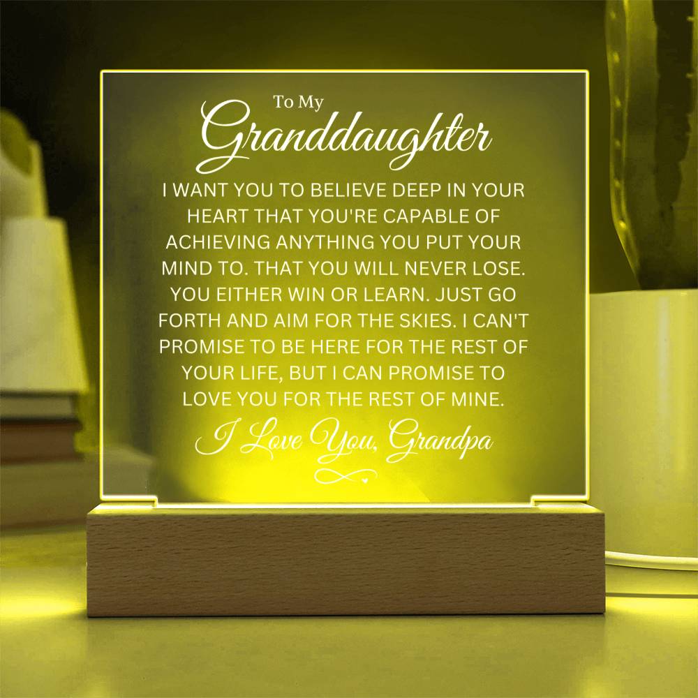 Granddaughter Love Grandpa "You Never Lose" | Acrylic LED Night Light