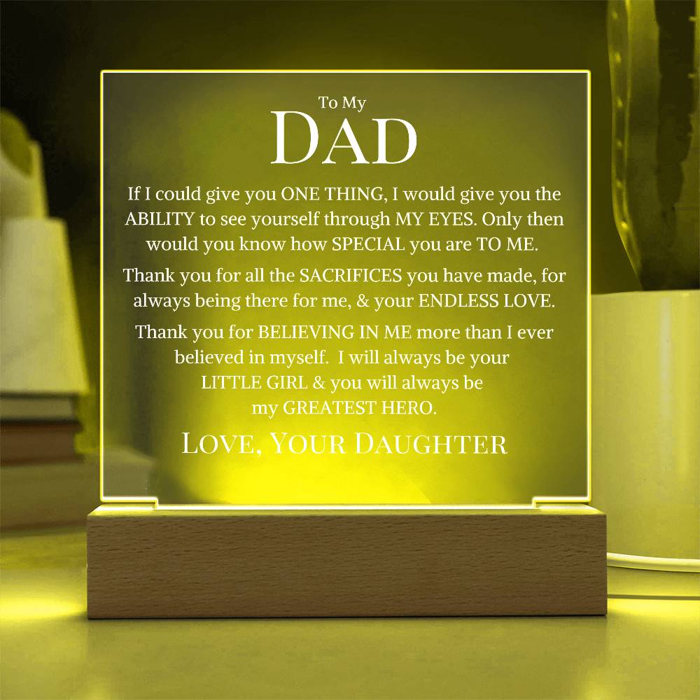 Dad Love Daughter "My Greatest Hero" | Acrylic LED Night Light