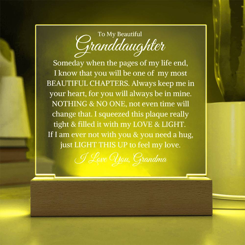 Granddaughter Love Grandma "Most Beautiful Chapters" | Acrylic LED Night Light