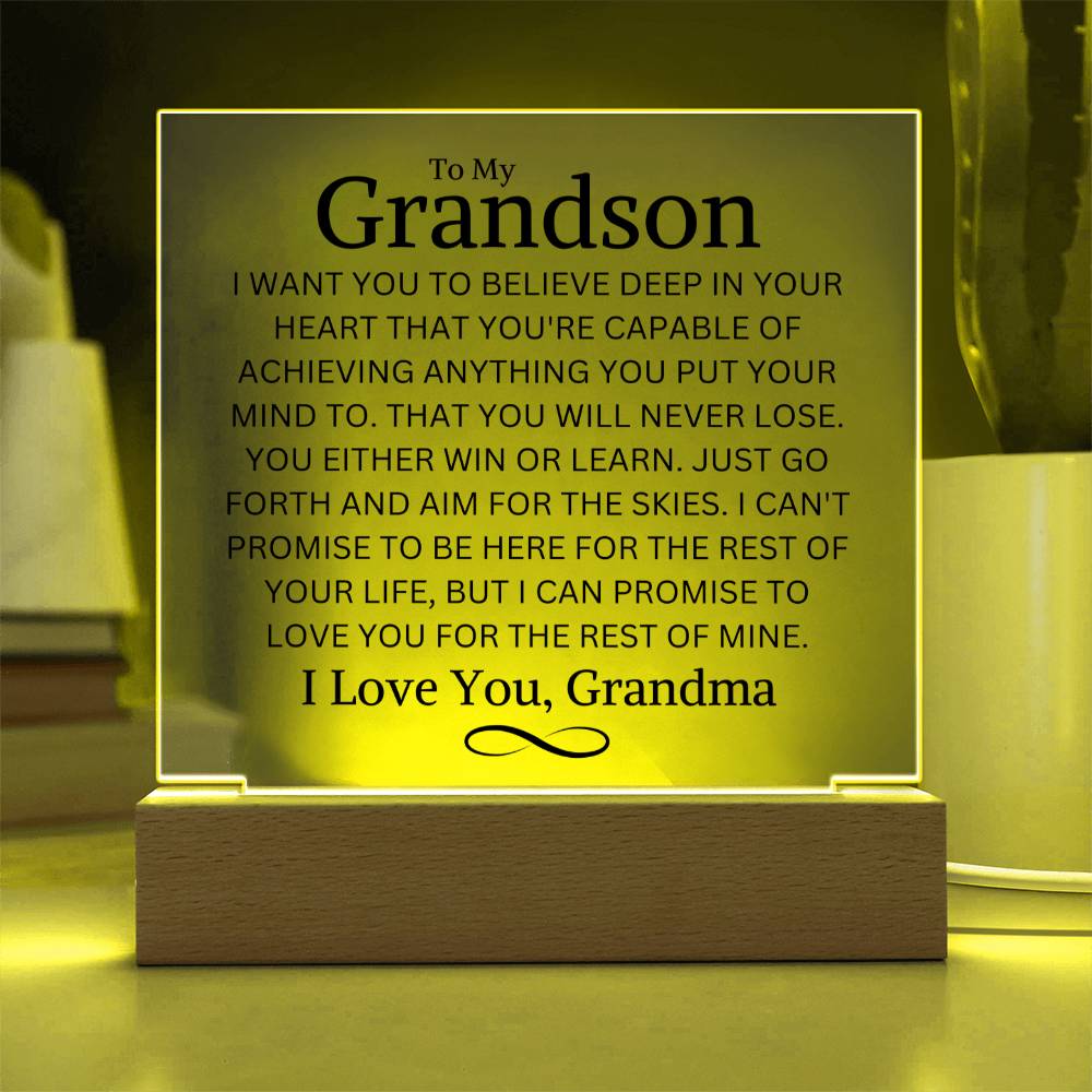 Grandson Love Grandma "You Never Lose" | Acrylic LED Night Light