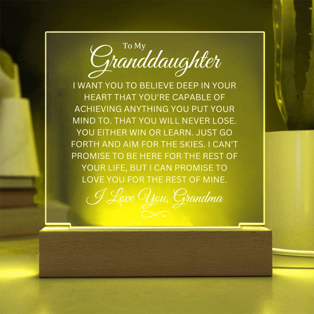 Granddaughter Love Grandma "You Never Lose" | Acrylic LED Night Light
