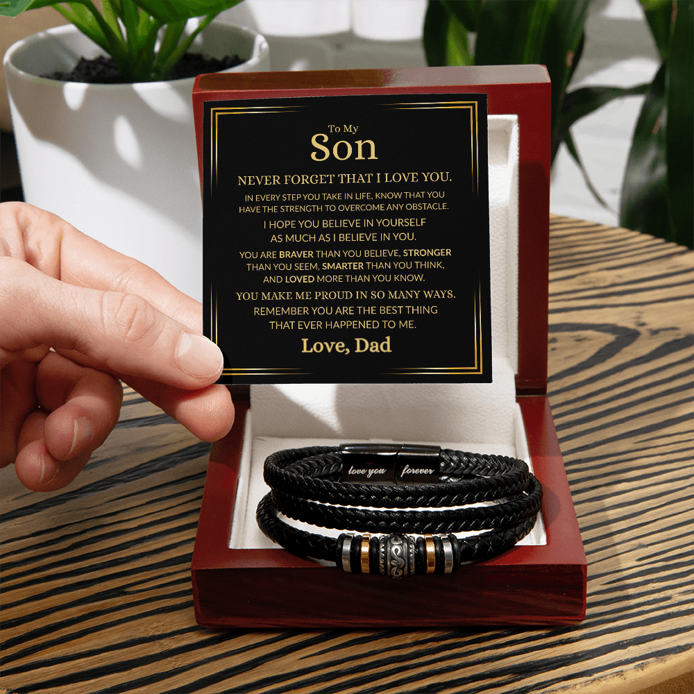 Gift for Son From Dad "Make Me Proud" | Men's "Love You Forever" Bracelet