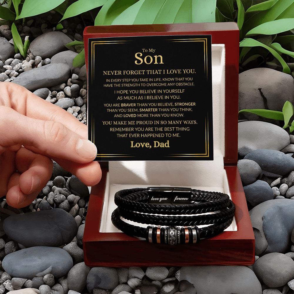 Gift for Son From Dad "Make Me Proud" | Men's "Love You Forever" Bracelet
