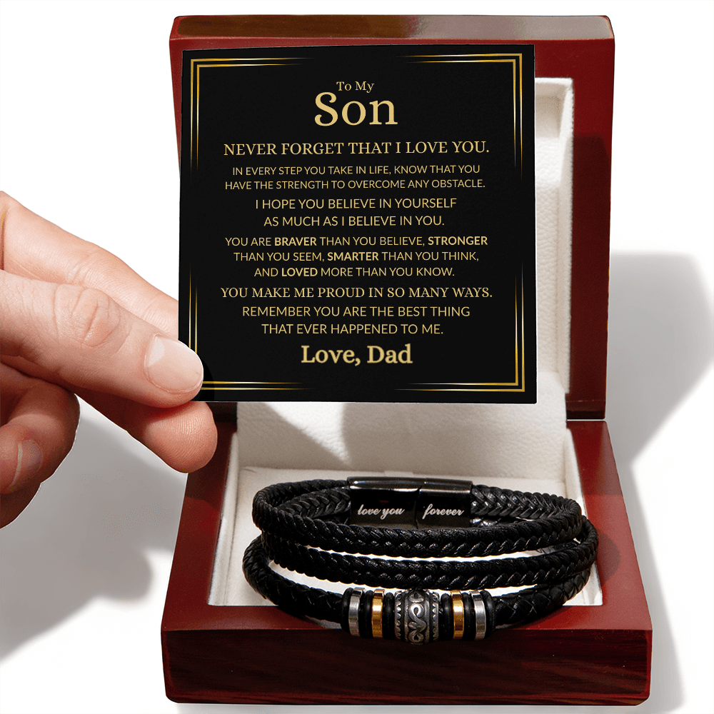 Gift for Son From Dad "Make Me Proud" | Men's "Love You Forever" Bracelet