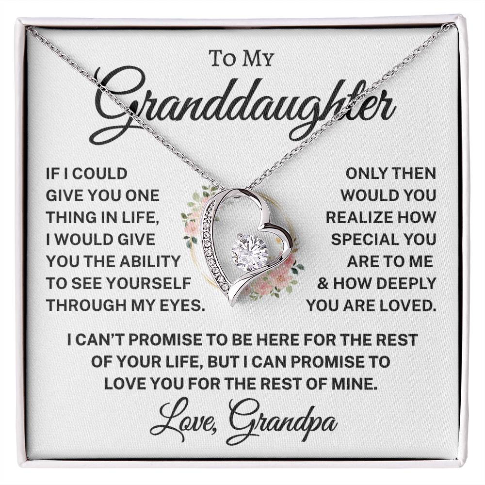 Gift for Granddaughter Love Grandpa "How Deeply You Are Loved" | Flower Wreath | Forever Love Necklace