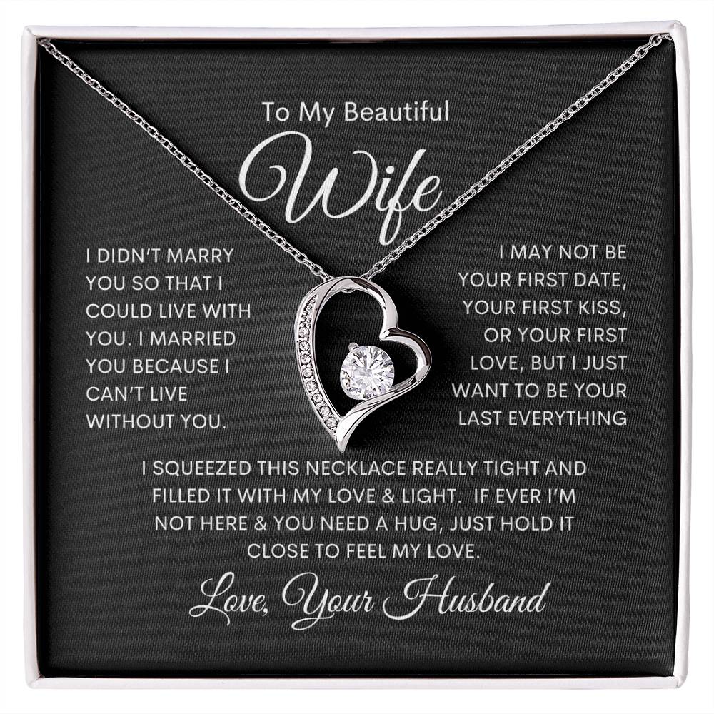 Wife "Last Everything" | Forever Love Necklace - 14k White Gold Finish / Standard Box Shoptopia Jewelry