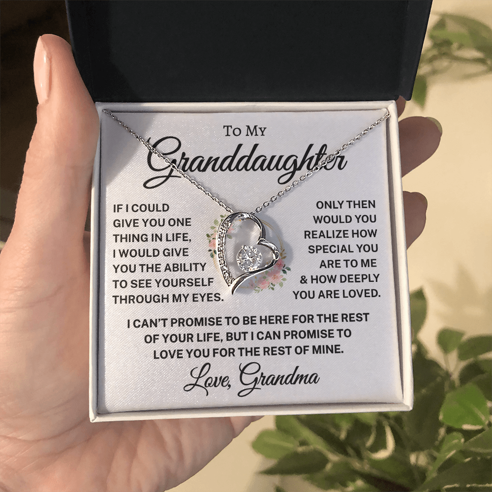 Gift for Granddaughter Love Grandma "How Deeply You Are Loved" | Flower Wreath | Forever Love Necklace