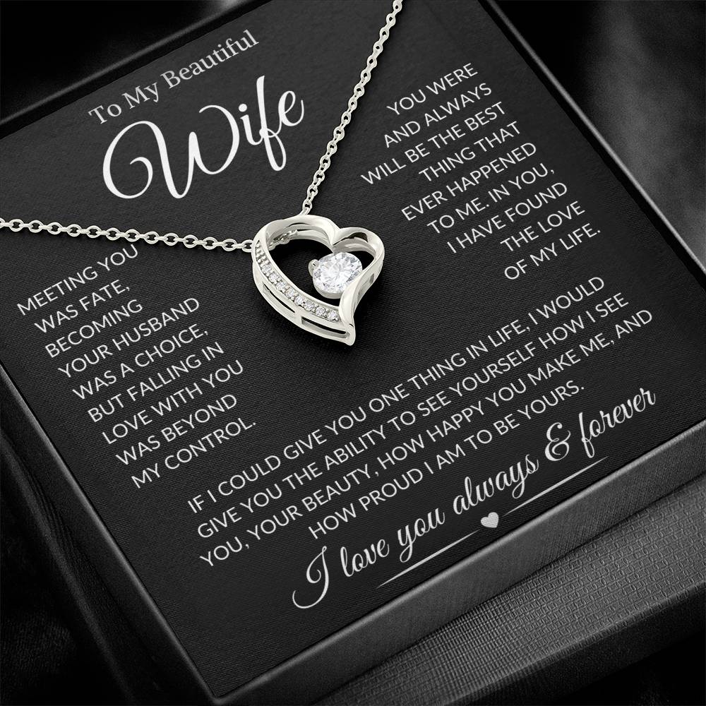 Wife "Meeting You Was Fate" | Forever Heart Necklace - Shoptopia Jewelry