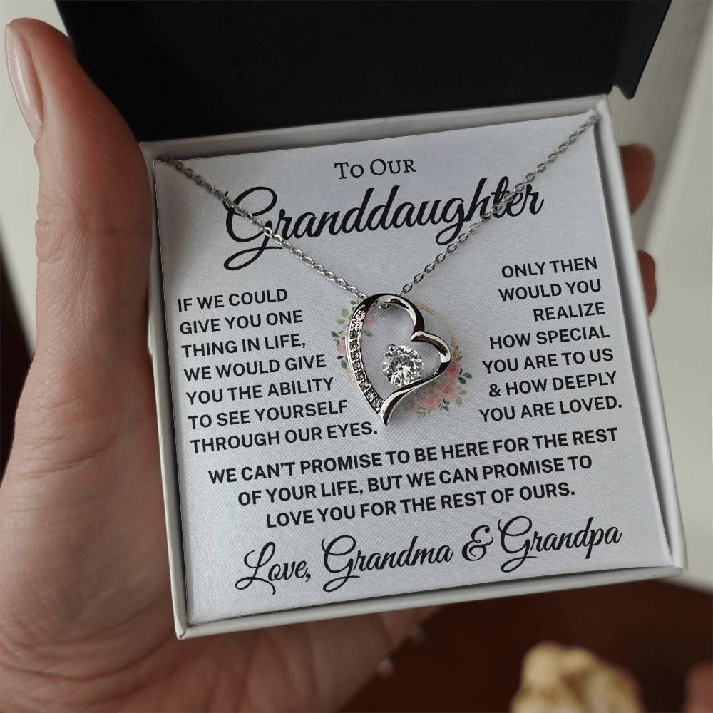 Gift for Granddaughter Love Grandma & Grandpa "How Deeply You Are Loved" | Flower Wreath | Forever Love Necklace