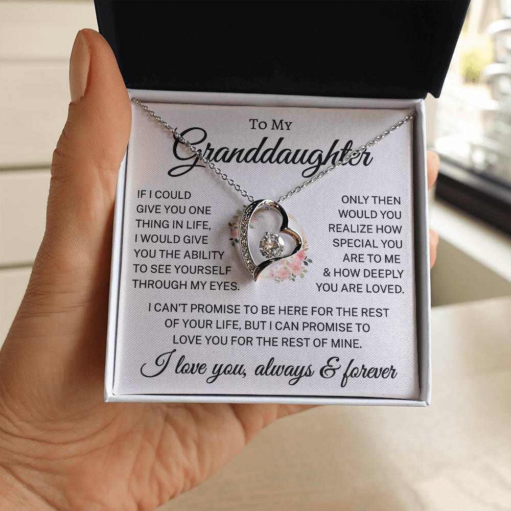 Gift for Granddaughter "How Deeply You Are Loved" | Flower Wreath S/L | Forever Love Necklace
