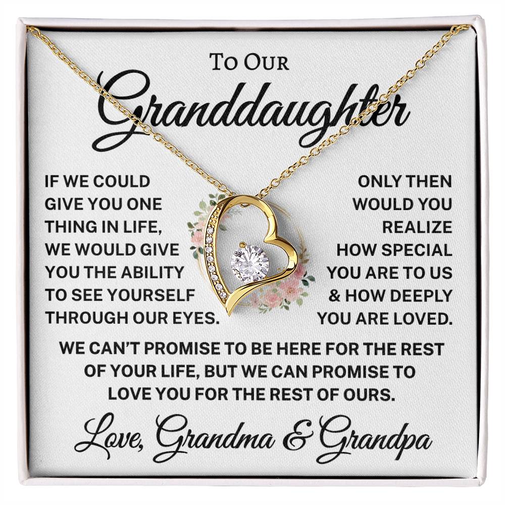 Gift for Granddaughter Love Grandma & Grandpa "How Deeply You Are Loved" | Flower Wreath | Forever Love Necklace