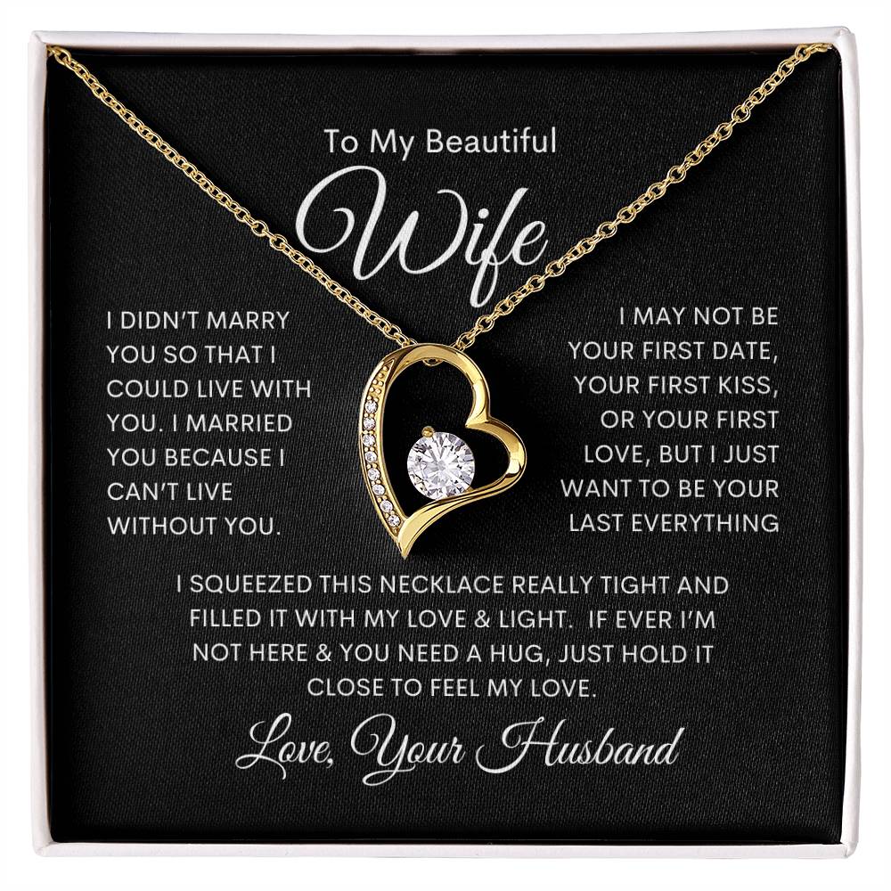 Wife "Last Everything" | Forever Love Necklace - 18k Yellow Gold Finish / Standard Box Shoptopia Jewelry