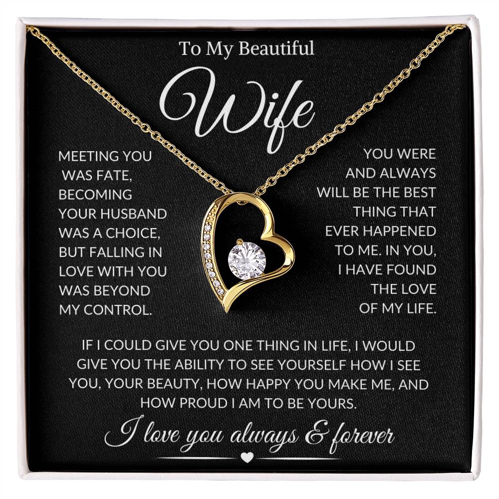 Wife "Meeting You Was Fate" | Forever Heart Necklace - 18k Yellow Gold Finish / Standard Box Shoptopia Jewelry