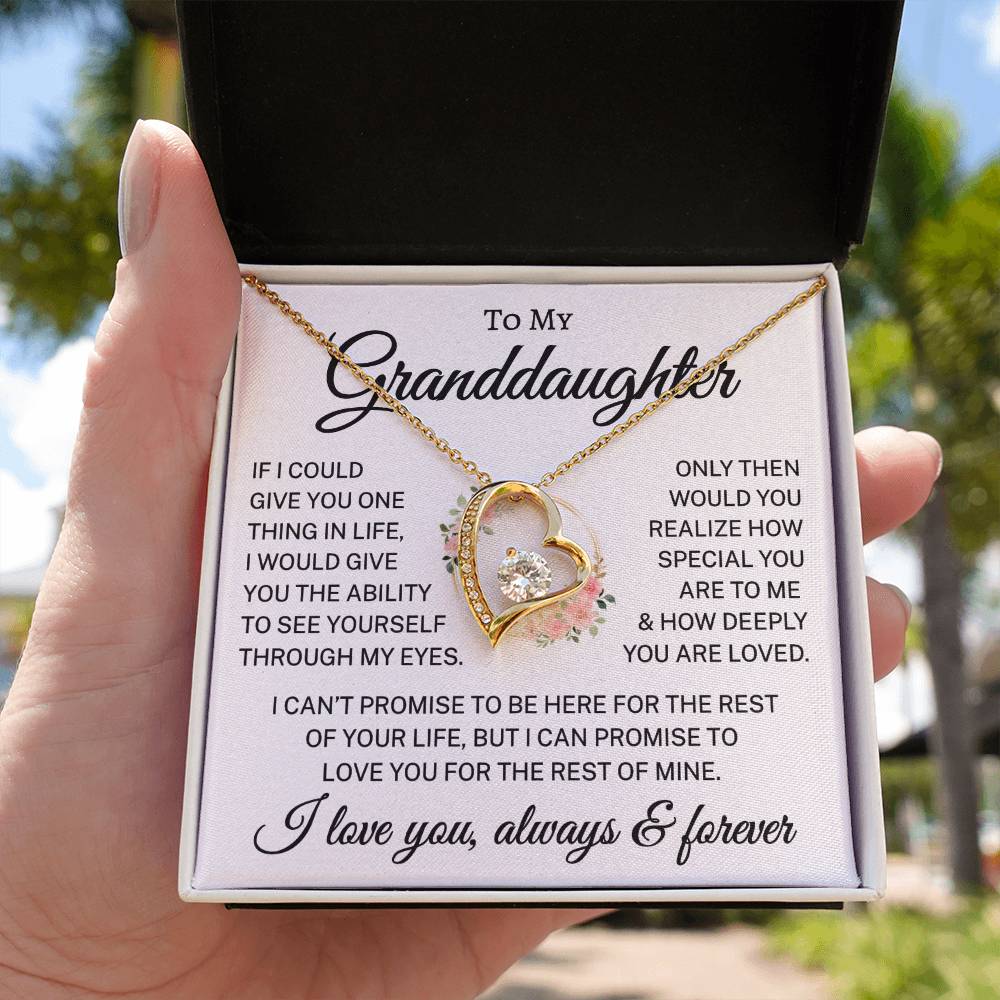 Gift for Granddaughter "How Deeply You Are Loved" | Flower Wreath S/L | Forever Love Necklace
