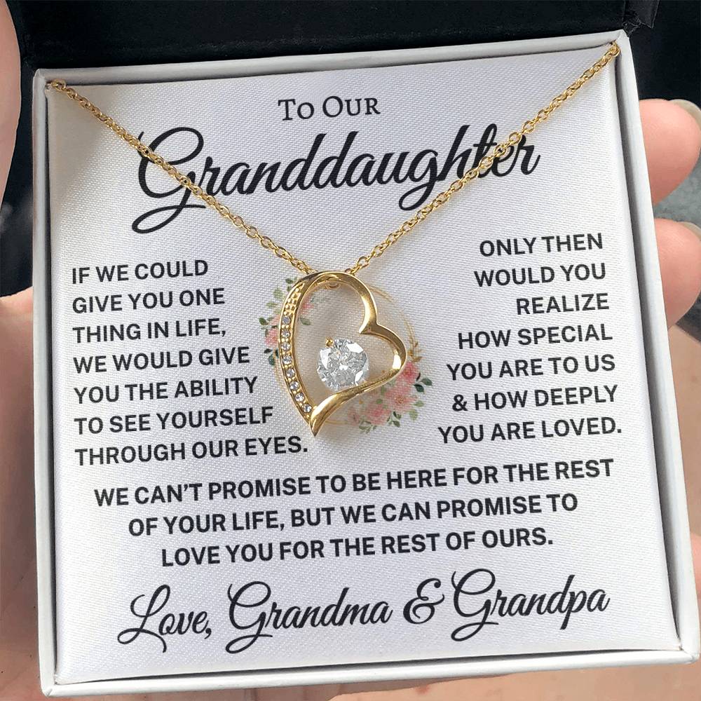Gift for Granddaughter Love Grandma & Grandpa "How Deeply You Are Loved" | Flower Wreath | Forever Love Necklace