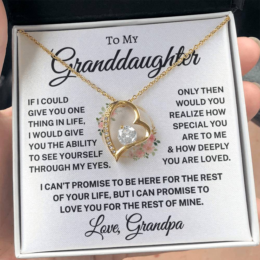 Gift for Granddaughter Love Grandpa "How Deeply You Are Loved" | Flower Wreath | Forever Love Necklace