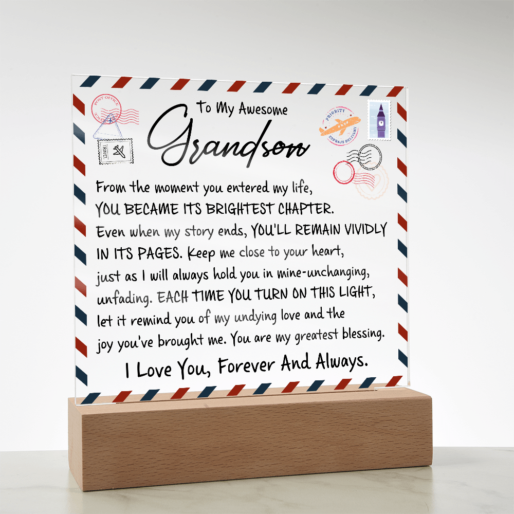 Grandson "Brightest Chapters" | Acrylic LED Plaque