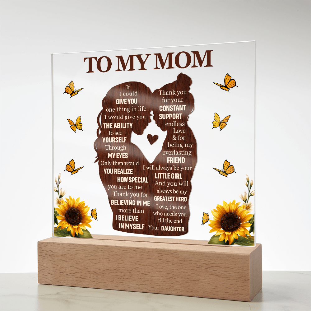 Mom Love Daughter "My Greatest Hero" | Acrylic LED Plaque