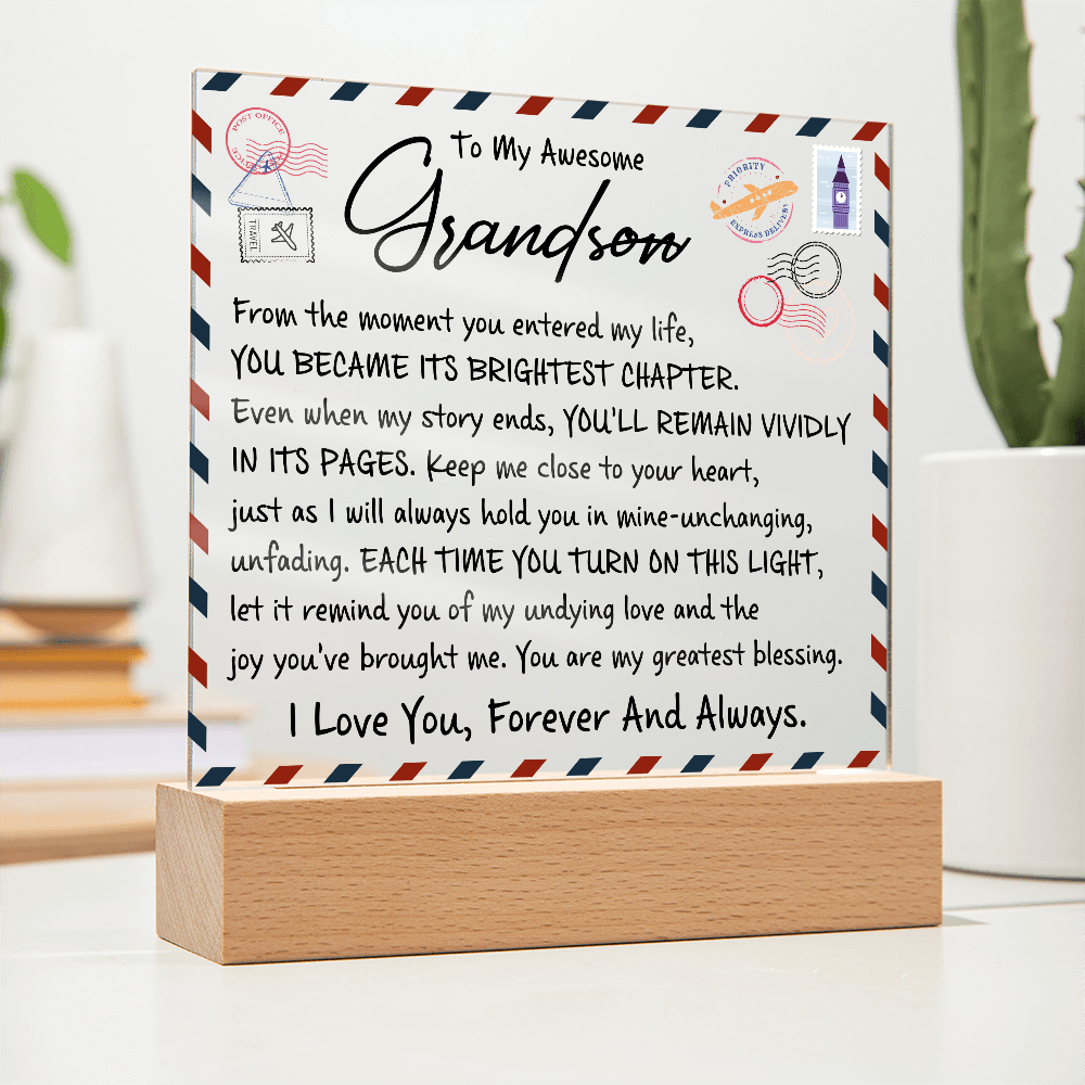 Grandson "Brightest Chapters" | Acrylic LED Plaque