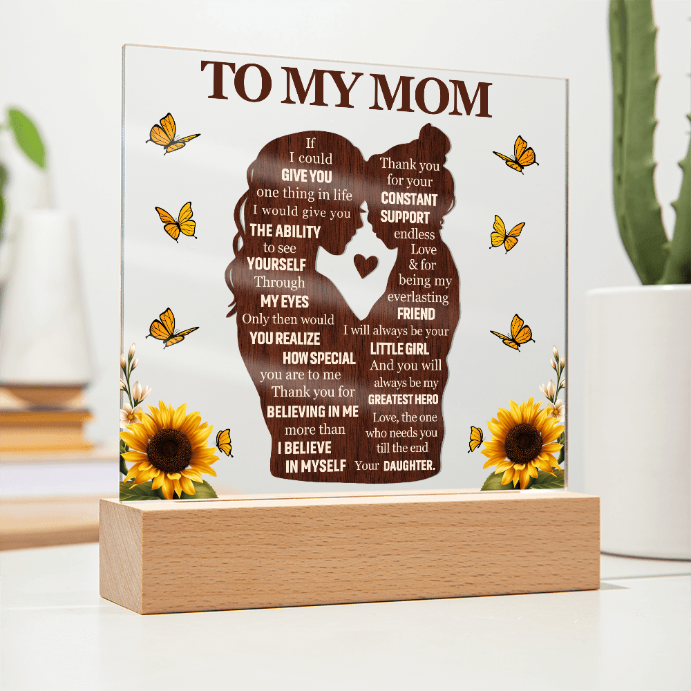 Mom Love Daughter "My Greatest Hero" | Acrylic LED Plaque