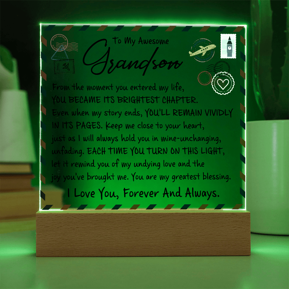 Grandson "Brightest Chapters" | Acrylic LED Plaque
