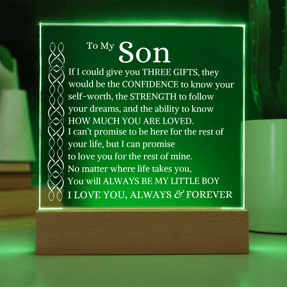 Gift for Son "If I Could Give You Three Gifts" | Square Acrylic Plaque