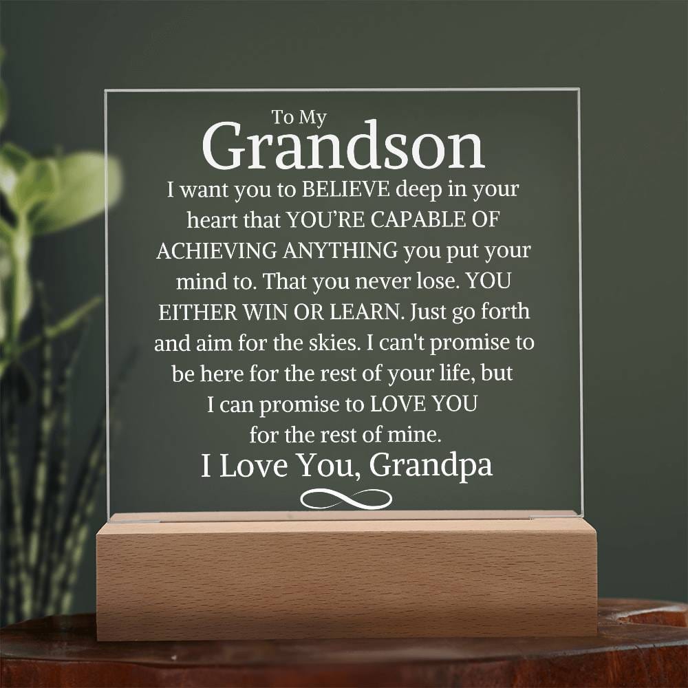 Grandson Love Grandpa "You Never Lose" | Acrylic LED Plaque