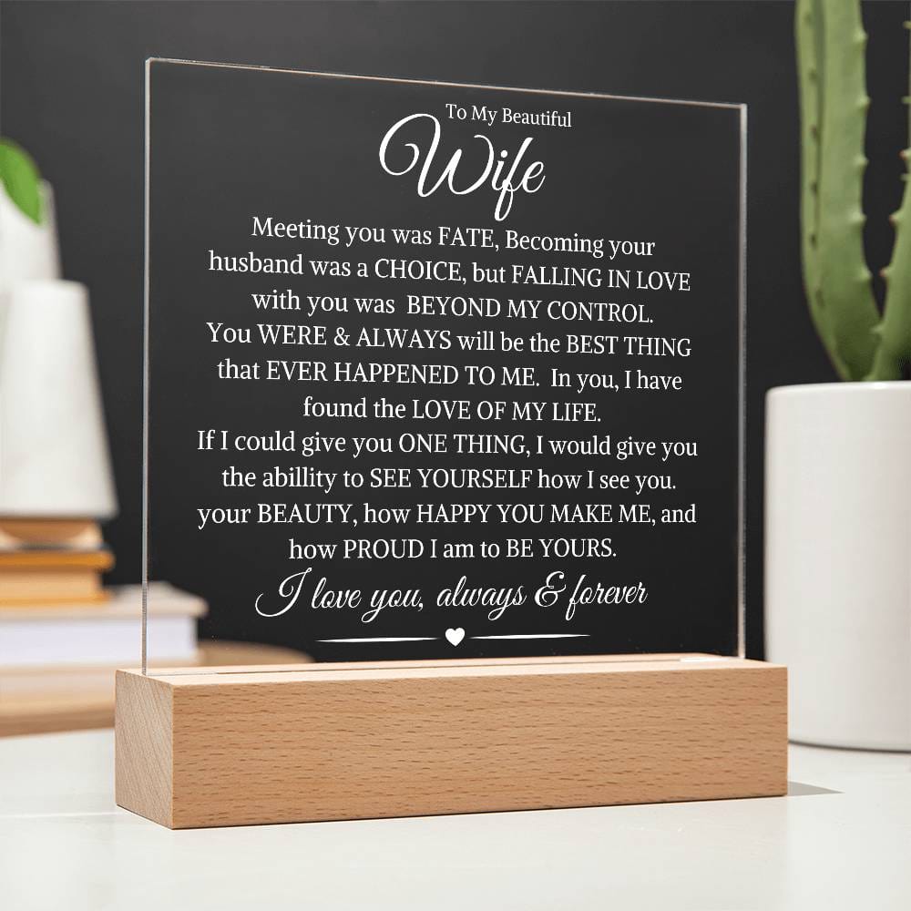 Wife "Beyond My Control" | Acrylic LED Light Plaque