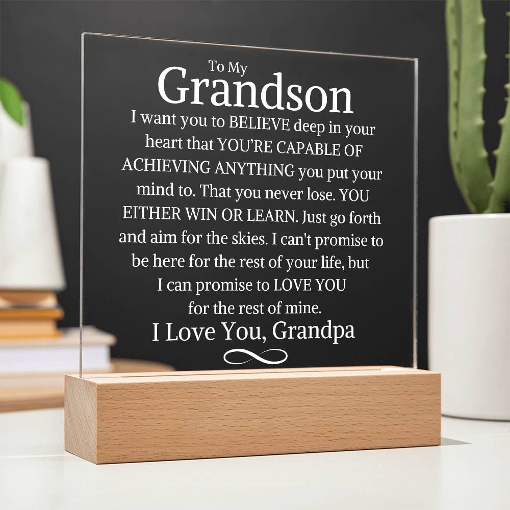 Grandson Love Grandpa "You Never Lose" | Acrylic LED Plaque