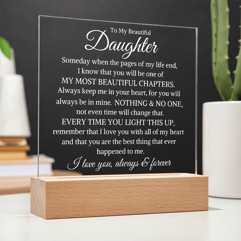 Gift for Daughter "Love You Always and Forever" | Acrylic LED Light Plaque