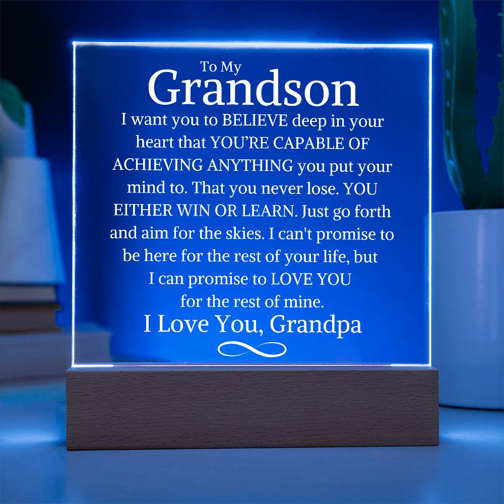 Grandson Love Grandpa "You Never Lose" | Acrylic LED Plaque