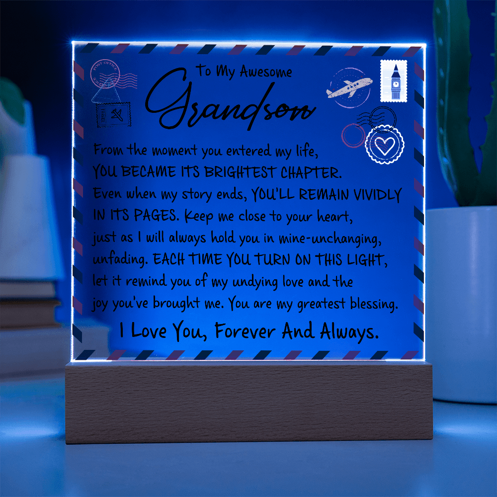 Grandson "Brightest Chapters" | Acrylic LED Plaque