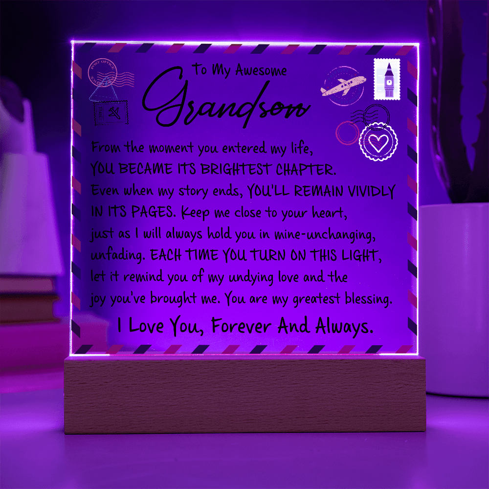 Grandson "Brightest Chapters" | Acrylic LED Plaque