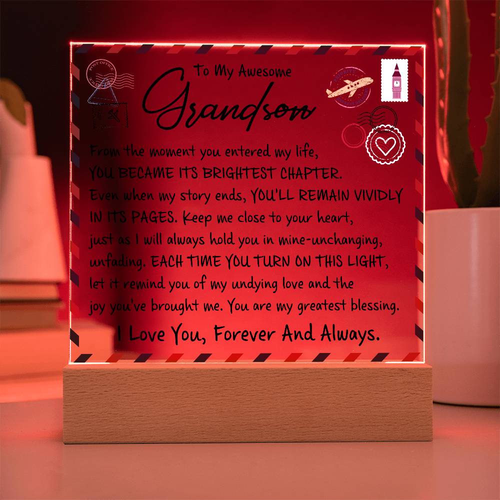Grandson "Brightest Chapters" | Acrylic LED Plaque