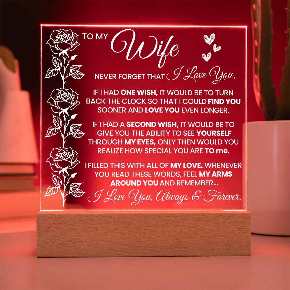 Wife "Never Forget" | Acrylic LED Plaque