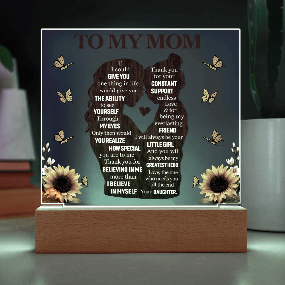 Mom Love Daughter "My Greatest Hero" | Acrylic LED Plaque