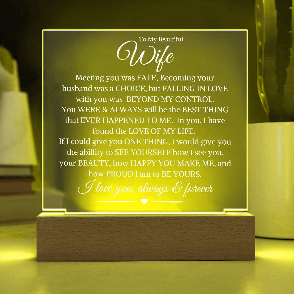 Wife "Beyond My Control" | Acrylic LED Light Plaque