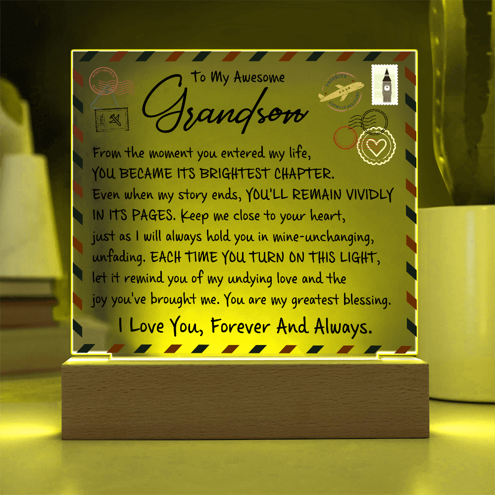 Grandson "Brightest Chapters" | Acrylic LED Plaque