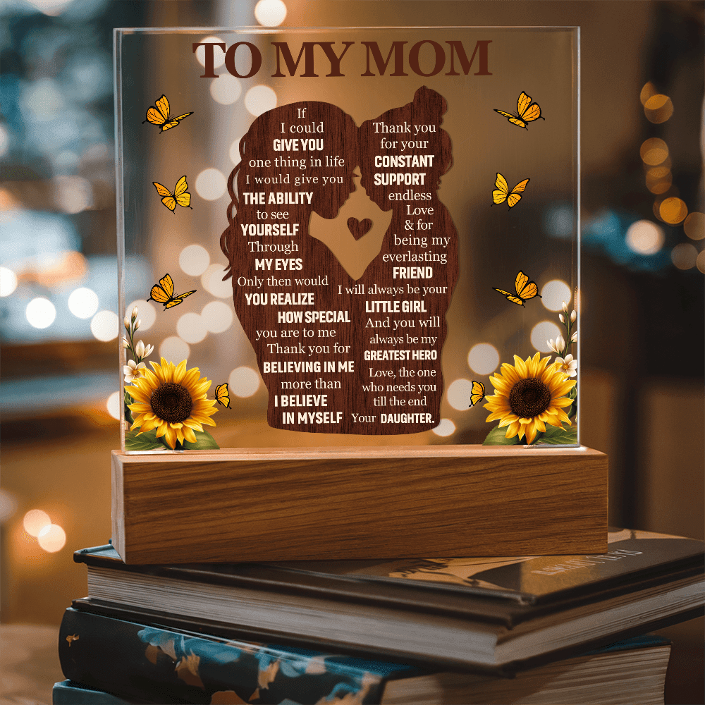 Mom Love Daughter "My Greatest Hero" | Acrylic LED Plaque