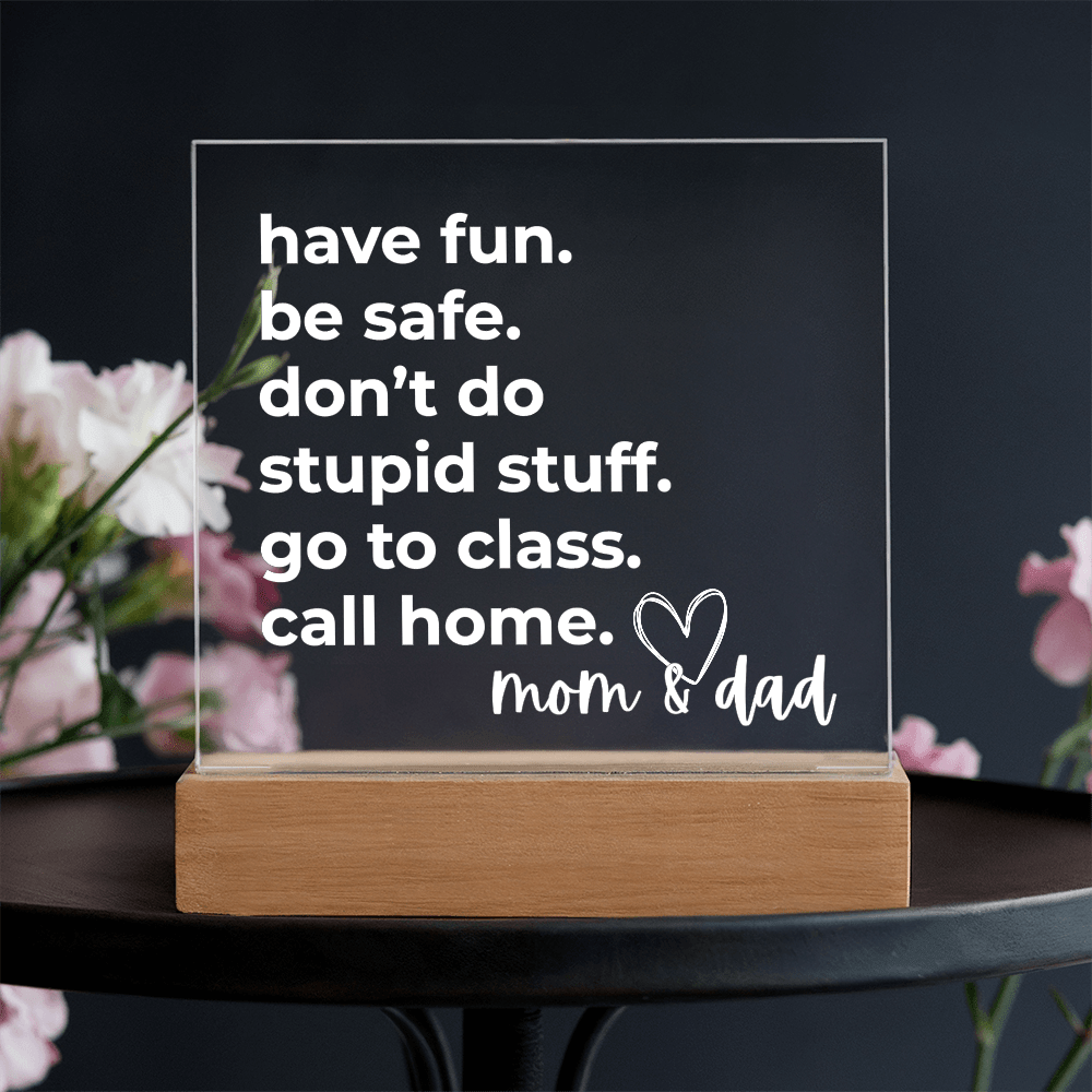 Call Home Love Mom & Dad | Square Acrylic Plaque