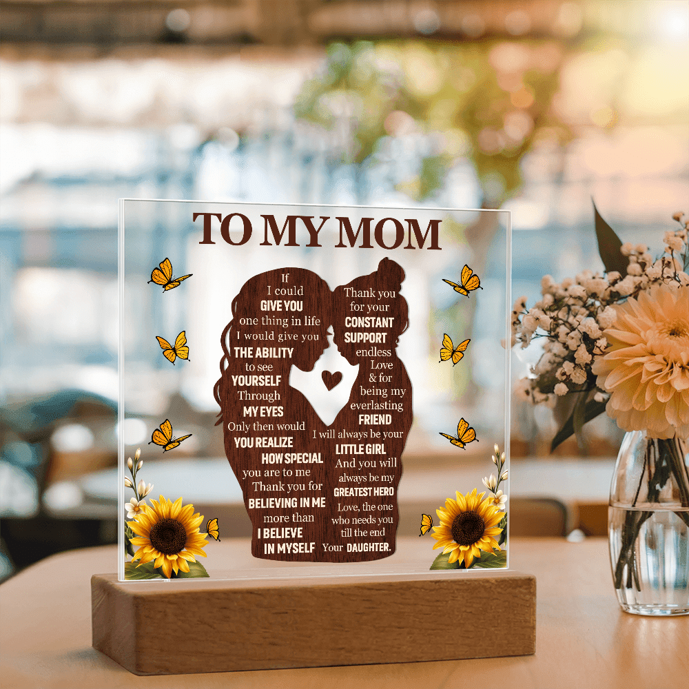 Mom Love Daughter "My Greatest Hero" | Acrylic LED Plaque