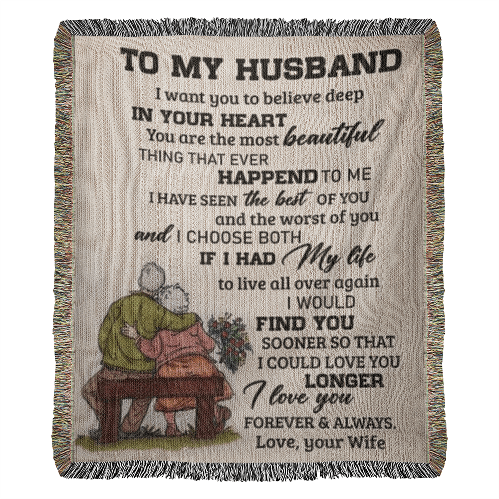 Husband Love Wife "Most Beautiful Thing" | Heirloom Woven Blanket