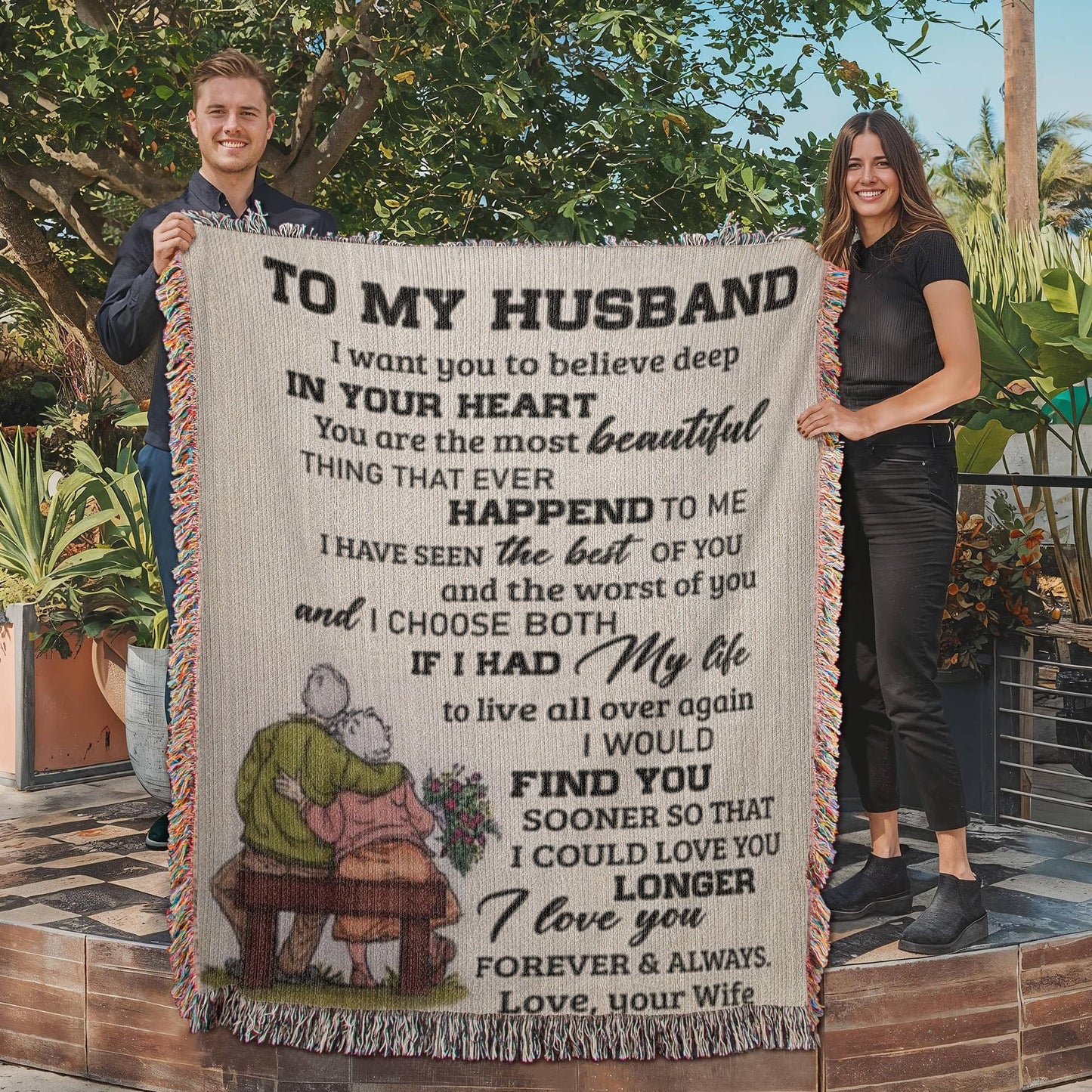 Husband Love Wife "Most Beautiful Thing" | Heirloom Woven Blanket