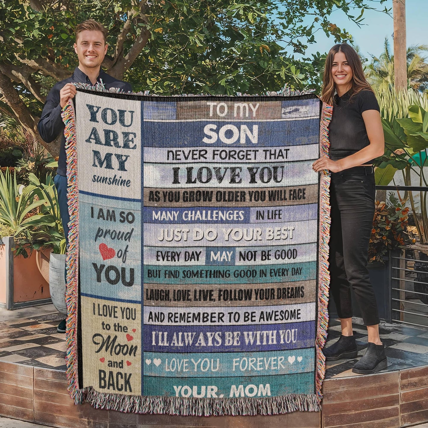 Son Love Mom "Never Forget" | Heirloom Woven Blanket